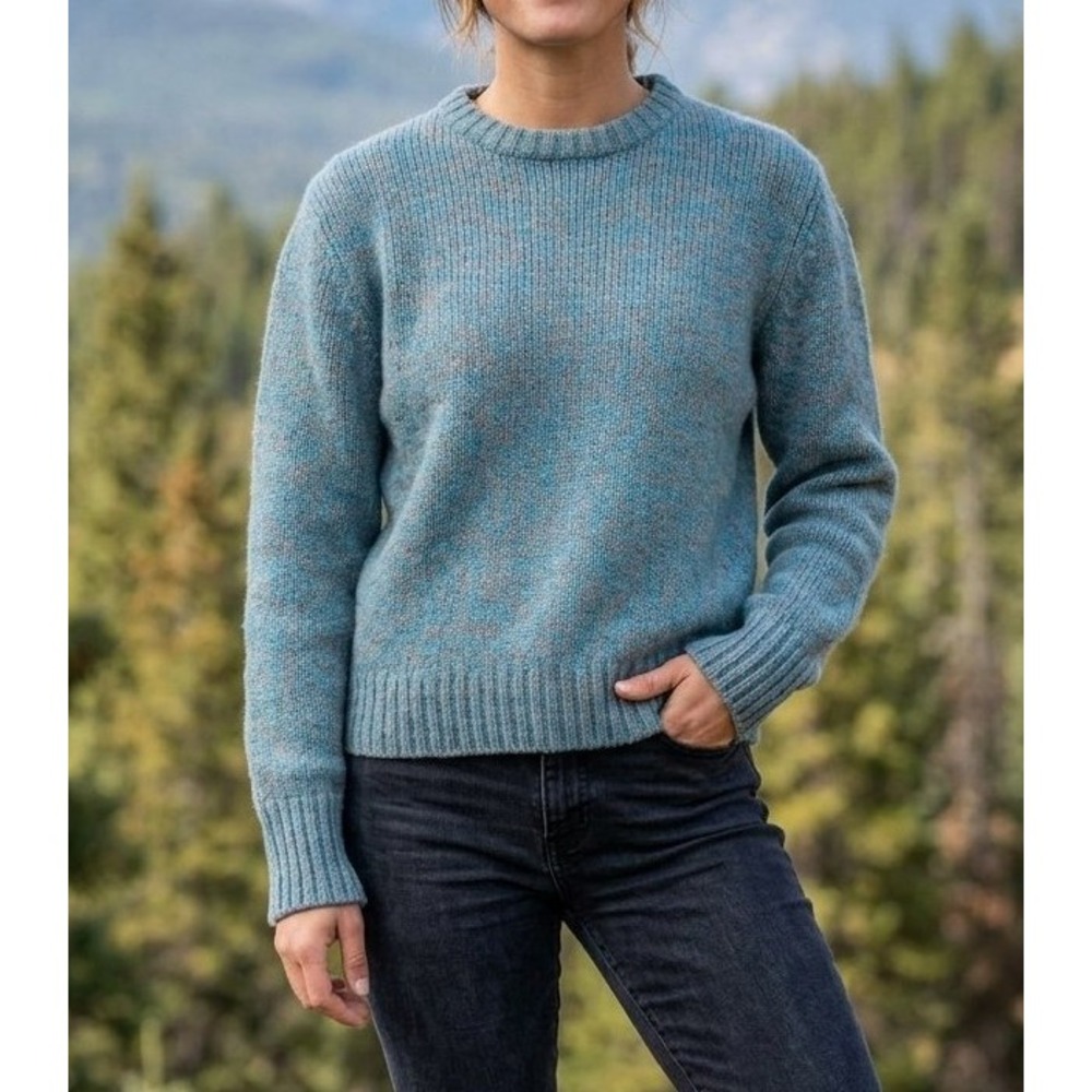 VTG NWT Woolrich Woman Navajo Turquoise Marled Knit Crewneck Sweater M Granola